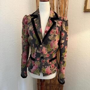 Vintage Renato Nucci Floral print blazer with velvet trim